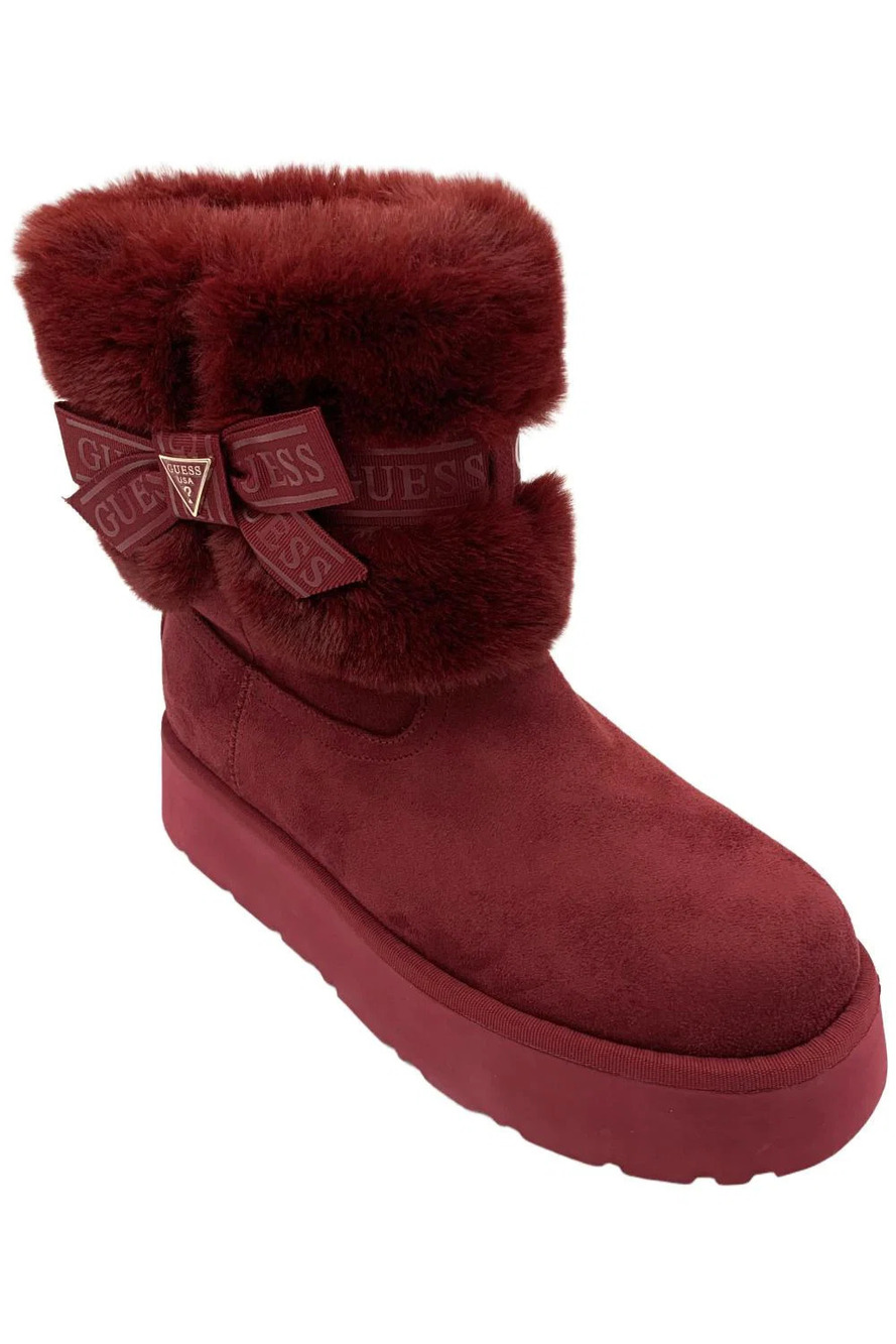Guess Women's Denla Faux Fur Cozy Booties Red - Medium
